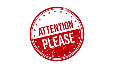 Lütfen dikkat, Lastik Damga. Kırmızı Dikkat, lütfen Rubber Grunge Mühür Vektör İllüstrasyonu