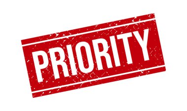 Öncelikli Kauçuk Damgası. Kırmızı Öncelikli Kauçuk Grunge Mühür Vektör İllüstrasyonu