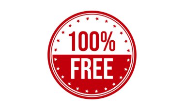 Yüzde yüz Bedava Lastik Damga. % 100 Özgür Grunge Mühür Mühür Vektörü İllüstrasyonu