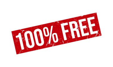 Yüzde yüz Bedava Lastik Damga. % 100 Özgür Grunge Mühür Mühür Vektörü İllüstrasyonu