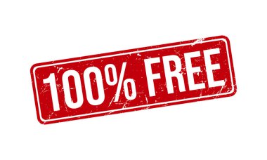 Yüzde yüz Bedava Lastik Damga. % 100 Özgür Grunge Mühür Mühür Vektörü İllüstrasyonu