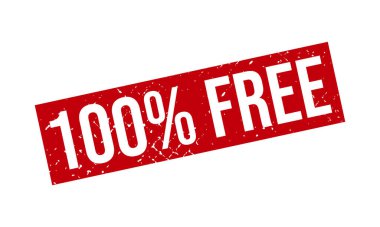 Yüzde yüz Bedava Lastik Damga. % 100 Özgür Grunge Mühür Mühür Vektörü İllüstrasyonu