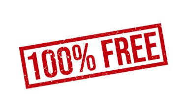 Yüzde yüz Bedava Lastik Damga. % 100 Özgür Grunge Mühür Mühür Vektörü İllüstrasyonu