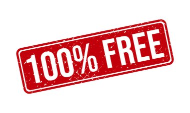 Yüzde yüz Bedava Lastik Damga. % 100 Özgür Grunge Mühür Mühür Vektörü İllüstrasyonu