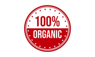 Yüzde yüz Organik Lastik Damga. % 100 Organik Grunge Mühür Vektörü İllüstrasyonu