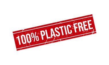 % 100 Plastiksiz Plastik Pul. % 100 Plastik Serbest Grunge Mühür Vektör İllüstrasyonu