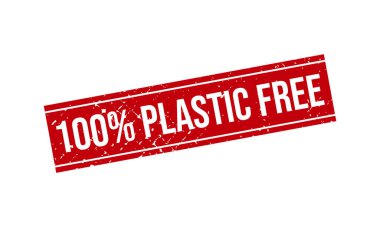 % 100 Plastiksiz Plastik Pul. % 100 Plastik Serbest Grunge Mühür Vektör İllüstrasyonu
