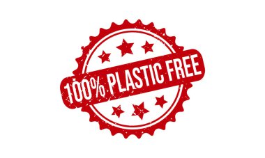 % 100 Plastiksiz Plastik Pul. % 100 Plastik Serbest Grunge Mühür Vektör İllüstrasyonu