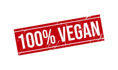 Yüzde yüz Vegan Lastik Damgası. % 100 Vegan Grunge Mühür Vektörü İllüstrasyonu