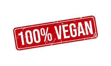 Yüzde yüz Vegan Lastik Damgası. % 100 Vegan Grunge Mühür Vektörü İllüstrasyonu