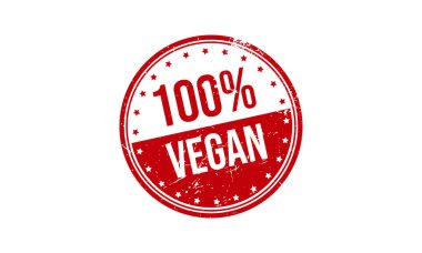 Yüzde yüz Vegan Lastik Damgası. % 100 Vegan Grunge Mühür Vektörü İllüstrasyonu