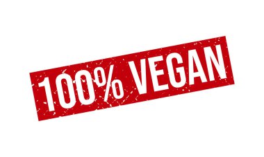 Yüzde yüz Vegan Lastik Damgası. % 100 Vegan Grunge Mühür Vektörü İllüstrasyonu