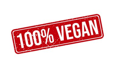 Yüzde yüz Vegan Lastik Damgası. % 100 Vegan Grunge Mühür Vektörü İllüstrasyonu