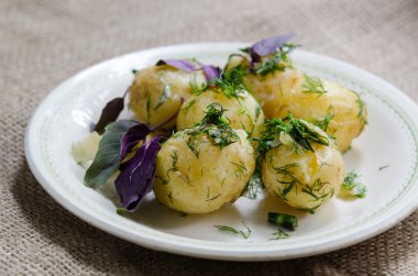 dereotu ile genç haşlanmış patates