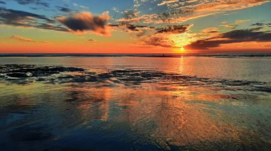 Atlantik Okyanusu, romantik ruh hali, Golfe de Gascogne, Yeni Akitanya, romantik ruh hali, duvar kağıtları günbatımı