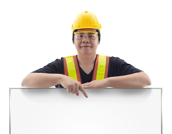 Trabajador de la construcción masculino con equipo de seguridad de construcción estándar —  Fotos de Stock