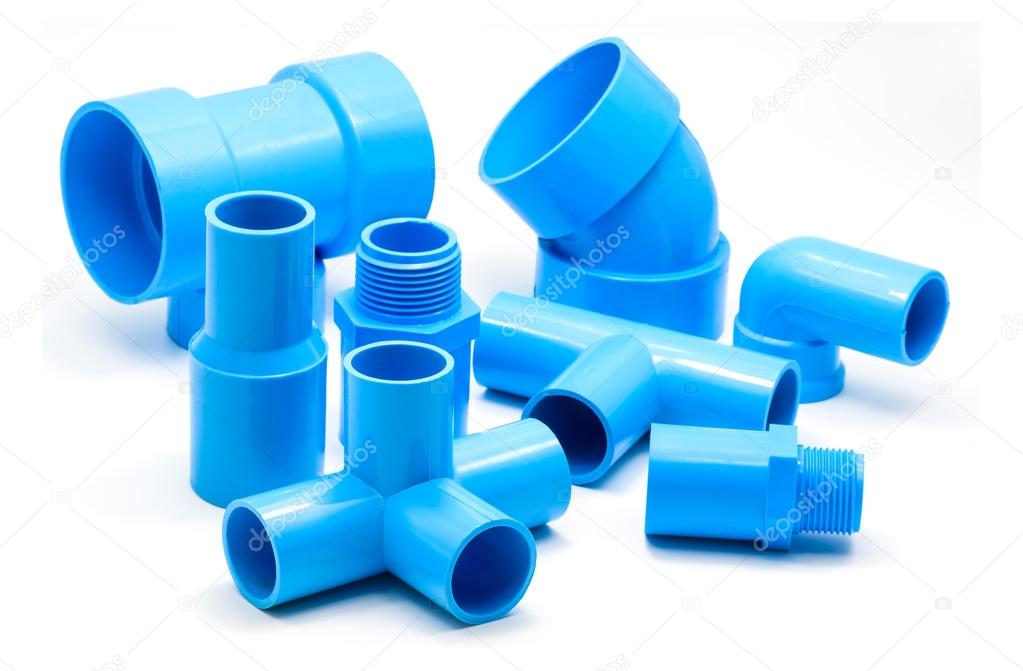 PVC pipe connections and Pipe clip isolated
