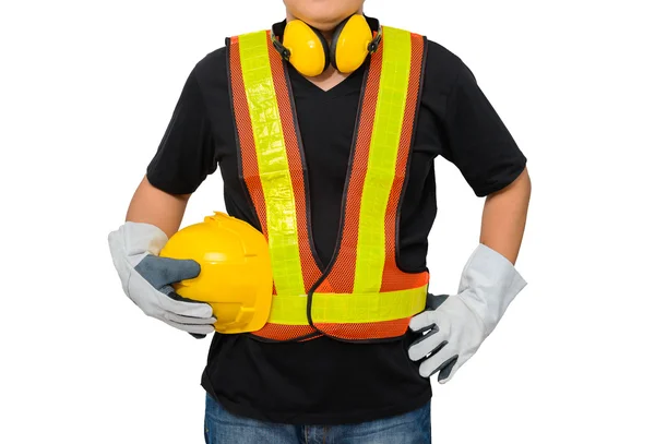 Male construction worker with Standard construction safety equip — Stock Photo, Image