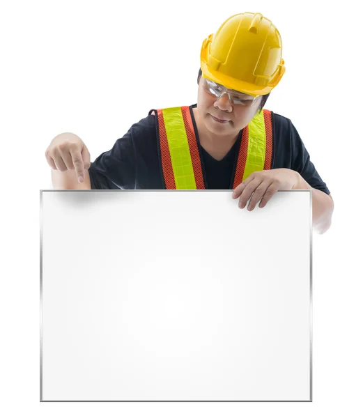 Trabajador de la construcción masculino con equipo de seguridad de construcción estándar — Foto de Stock