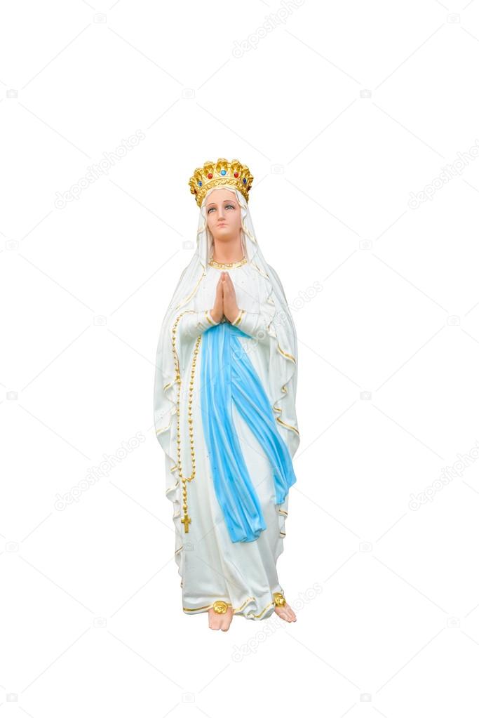 Statues of Holy Women in Roman Catholic Church isolated on white