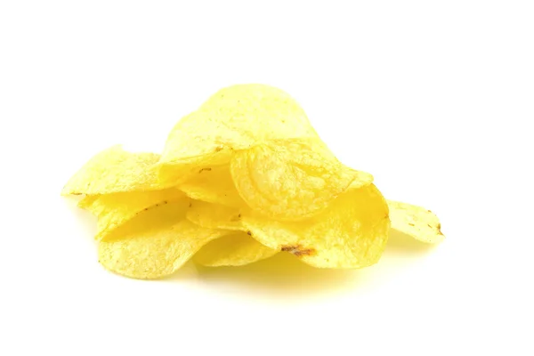 Potato chips op wit — Stockfoto