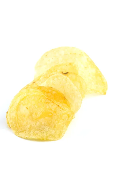 Kartoffelchips auf weiß — Stockfoto