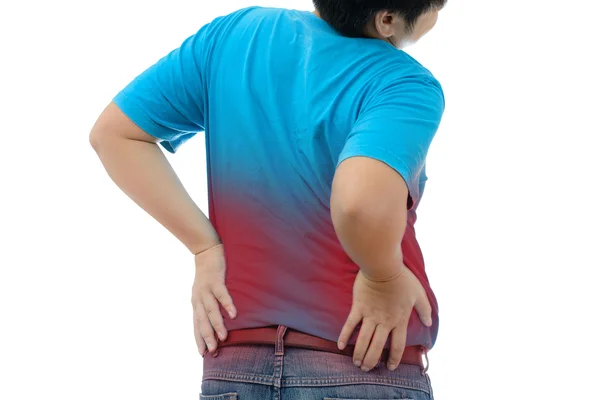 Anak muda menderita sakit punggung yang kuat — Stok Foto