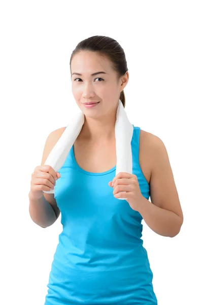 Retrato de mujer fitness aislado sobre fondo blanco . — Foto de Stock