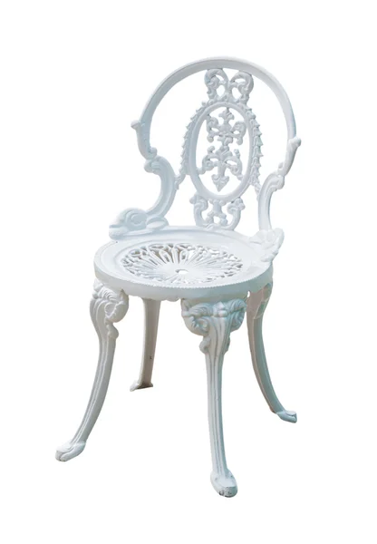 Hvid stål stol i klassisk stil på hvid baggrund - Stock-foto