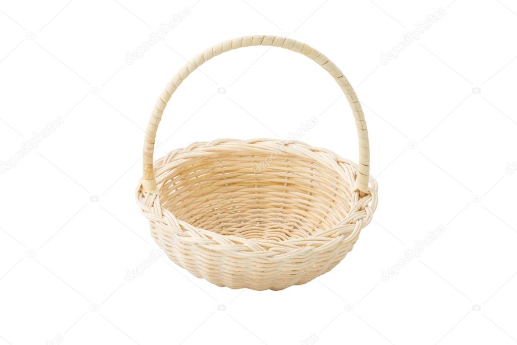 Empty wicker basket isolated