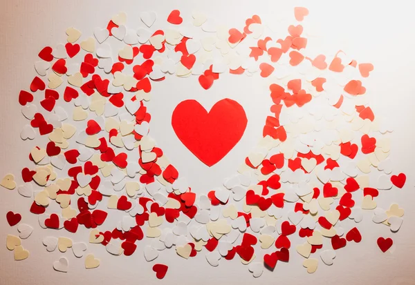 Many red and white heart on white  background — Stock Photo, Image