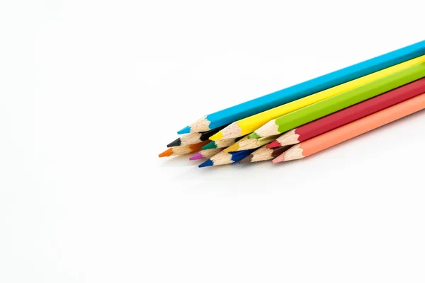 Colour pencils isolated on white background — Stock Photo, Image