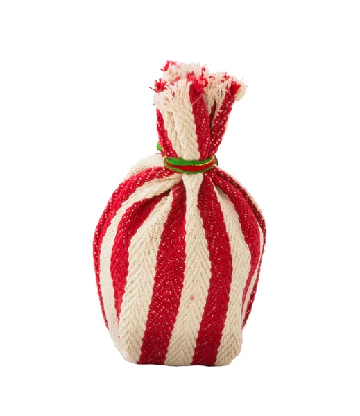 Red and white sackcloth bags isolated — Stock Photo, Image