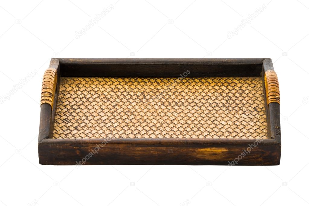 Chinese bamboo woven tray isolated