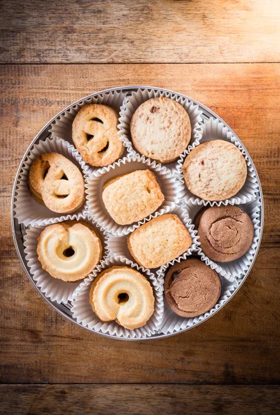 Muchas formas cookie en la caja — Foto de Stock