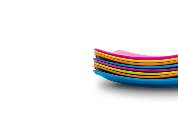 Une pile de assiettes colorées. Concept de menu — Photo