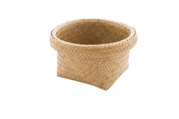 Basket made from bamboo on a white background. — Stock Photo, Image