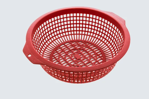 Red color plastic basket on white background — Stock Photo, Image