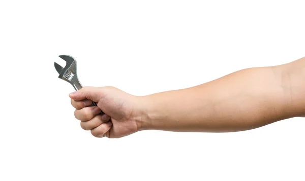 Hand holding a spanner — Stock Photo, Image