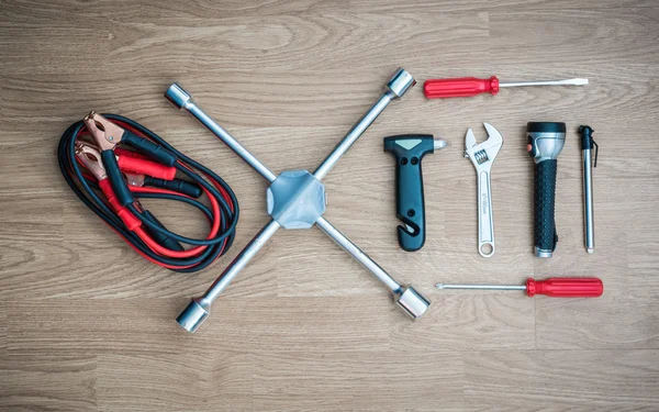 Group of emergency rescue equipment in the car — Stock Photo, Image