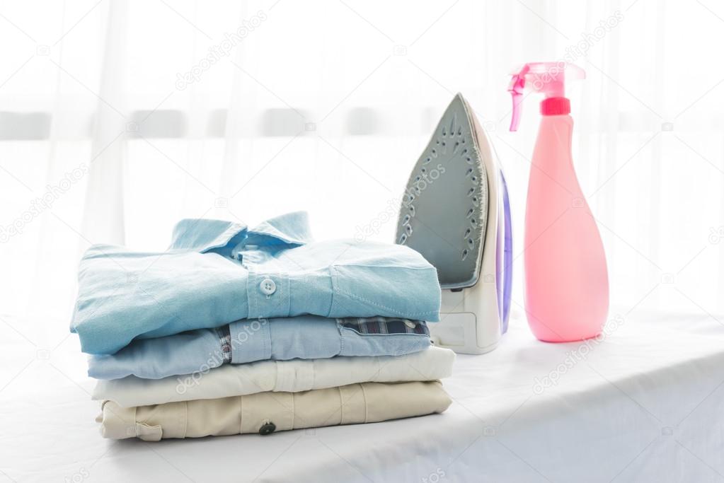 ironing, clothes, housework and objects concept