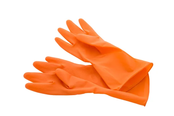 Beyaz izole turuncu lastik eldiven — Stok fotoğraf