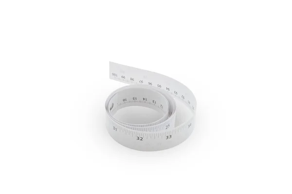 Tape Measure white paper isolado em fundo branco — Fotografia de Stock
