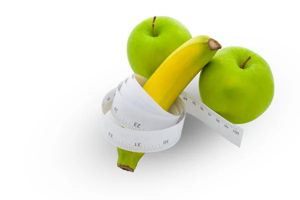 Banana length and apple male genital concept — Stock Photo, Image