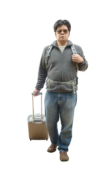 Jeune homme avec sac à dos marche — Photo