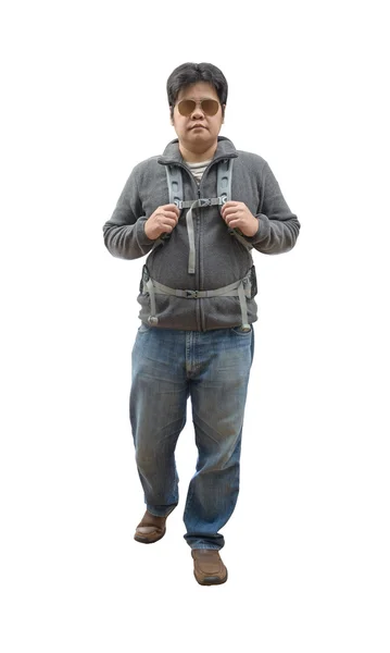 Jonge man met rugzak wandelen — Stockfoto