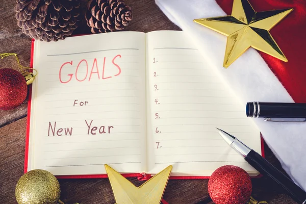 New Year's goals with colorful decorations.