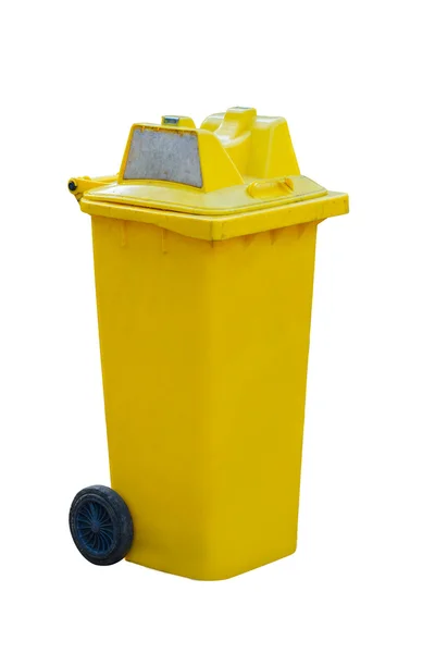 Yellow garbage bins isolated white background — Stock Photo, Image