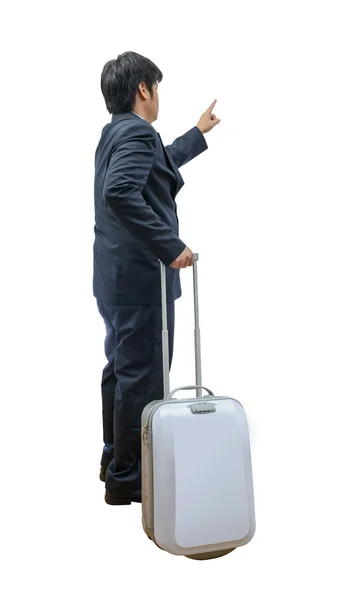Бізнесмен ходить з візком і сумкою — стокове фото
