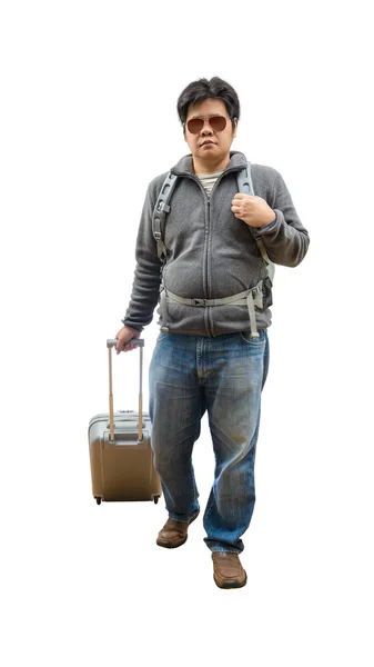 Jeune homme avec sac à dos marche — Photo